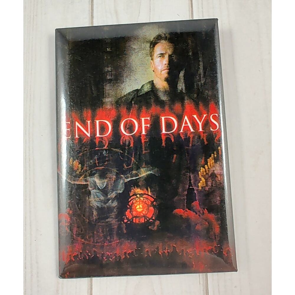End Of Days Arnold Schwarzenegger 1999 Movie Promo Button Pin Rectangle 3" X 2"